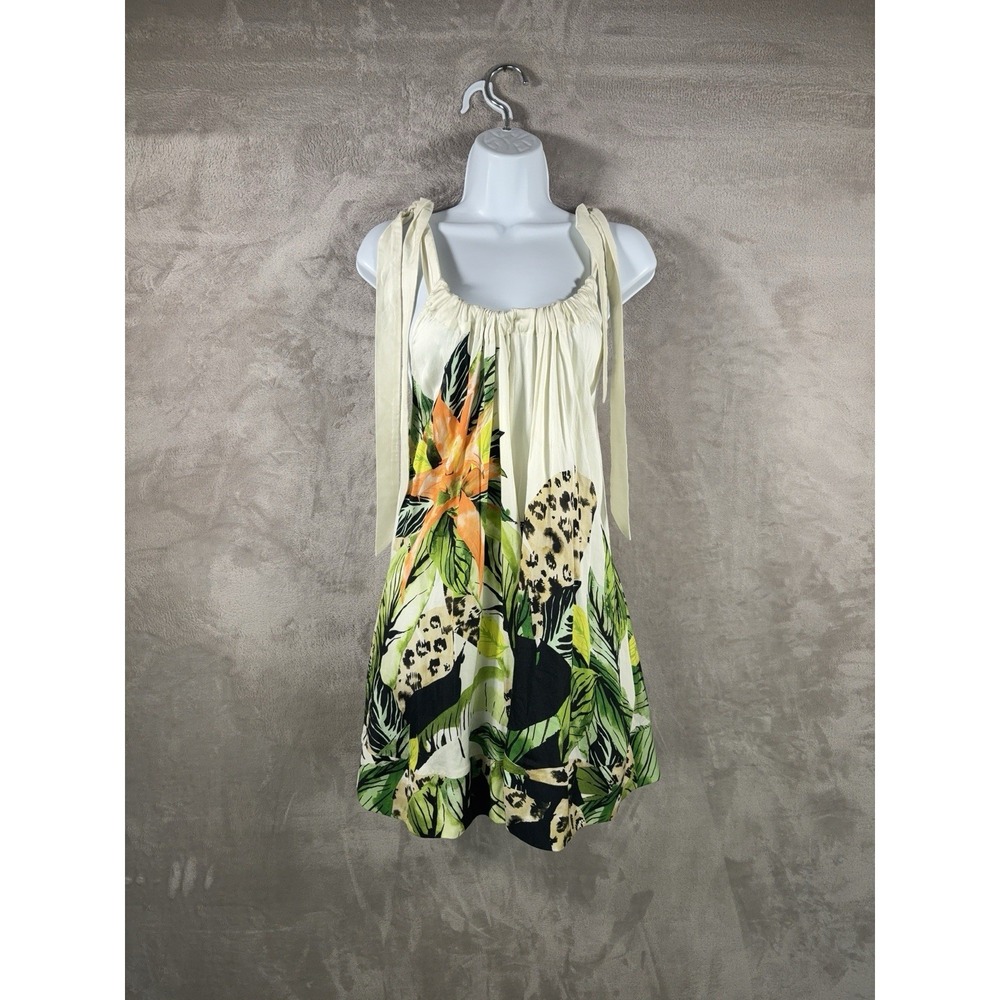 SIGAL‎ Romper Womens Size XS/S White Floral Tropical Tie Strap Boho Resort